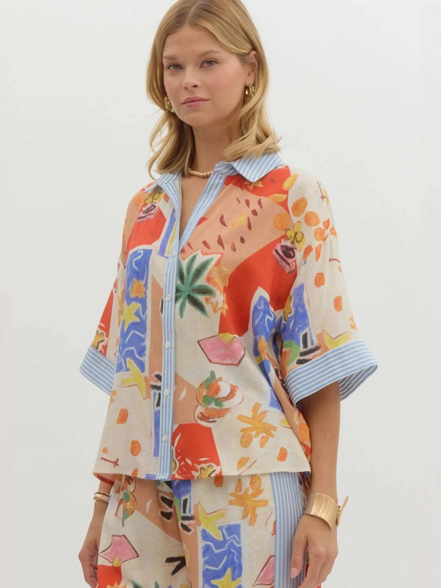 Resort Pattern Oversized Top