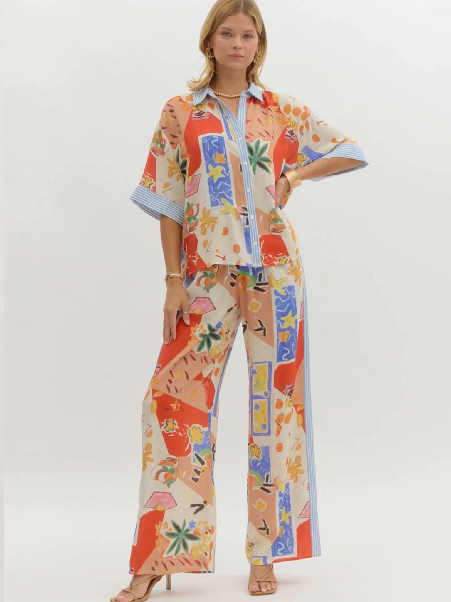Resort Pattern Oversized Top