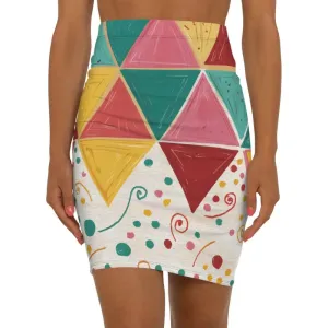 Rock the Bright Geometrical Triangular Mini Skirt