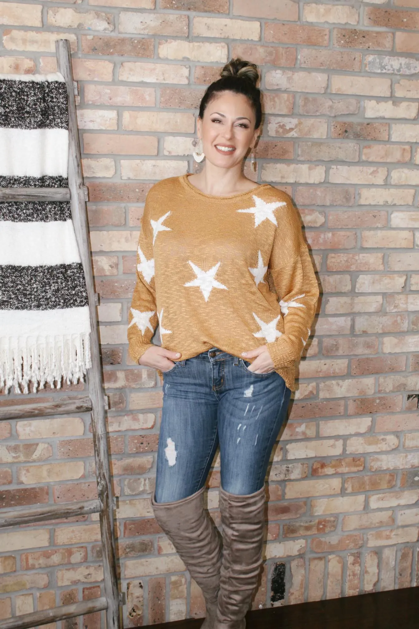 Round Neck Star Sweater