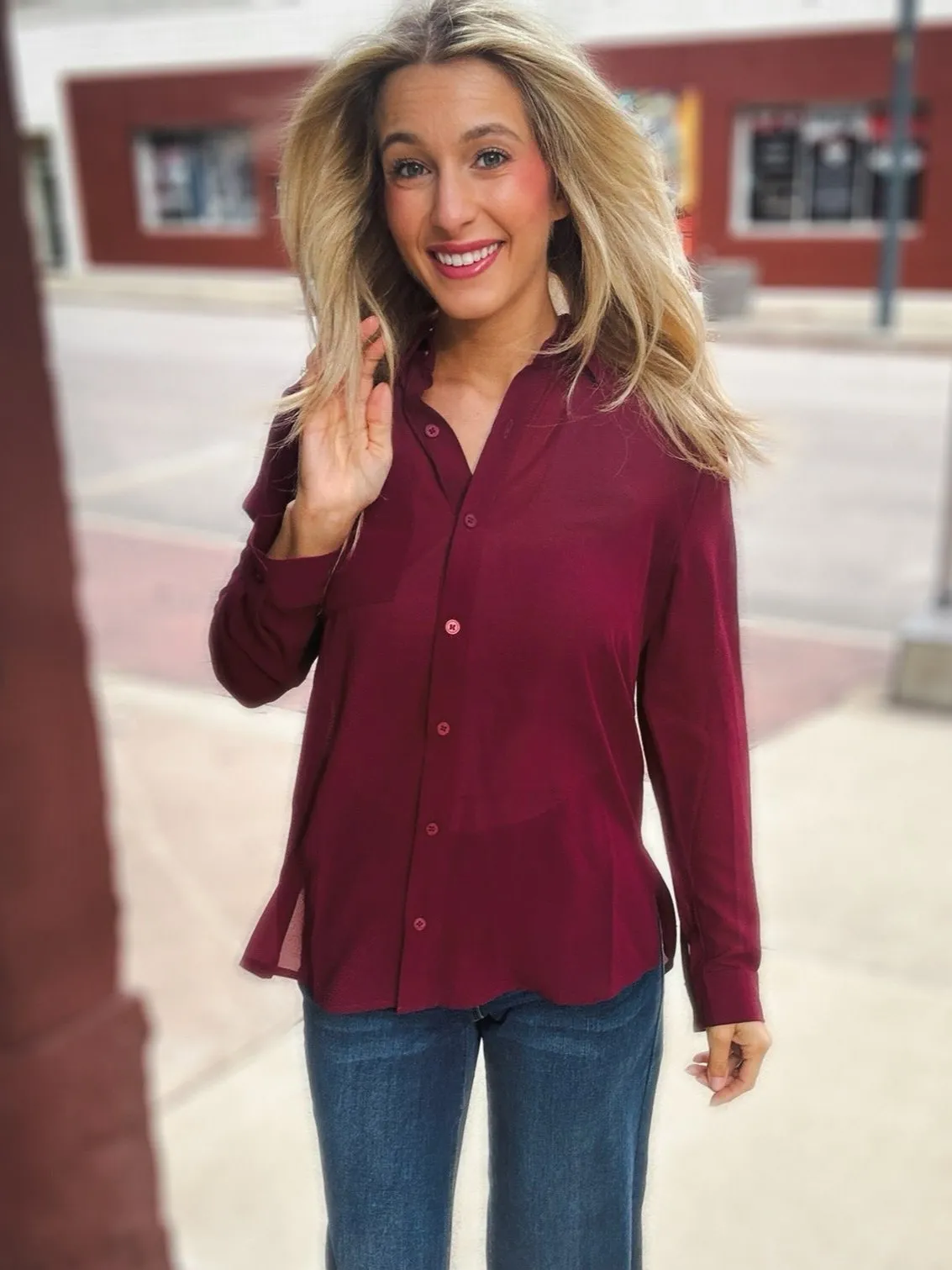 Sadie & Sage All Invited Button Up Blouse