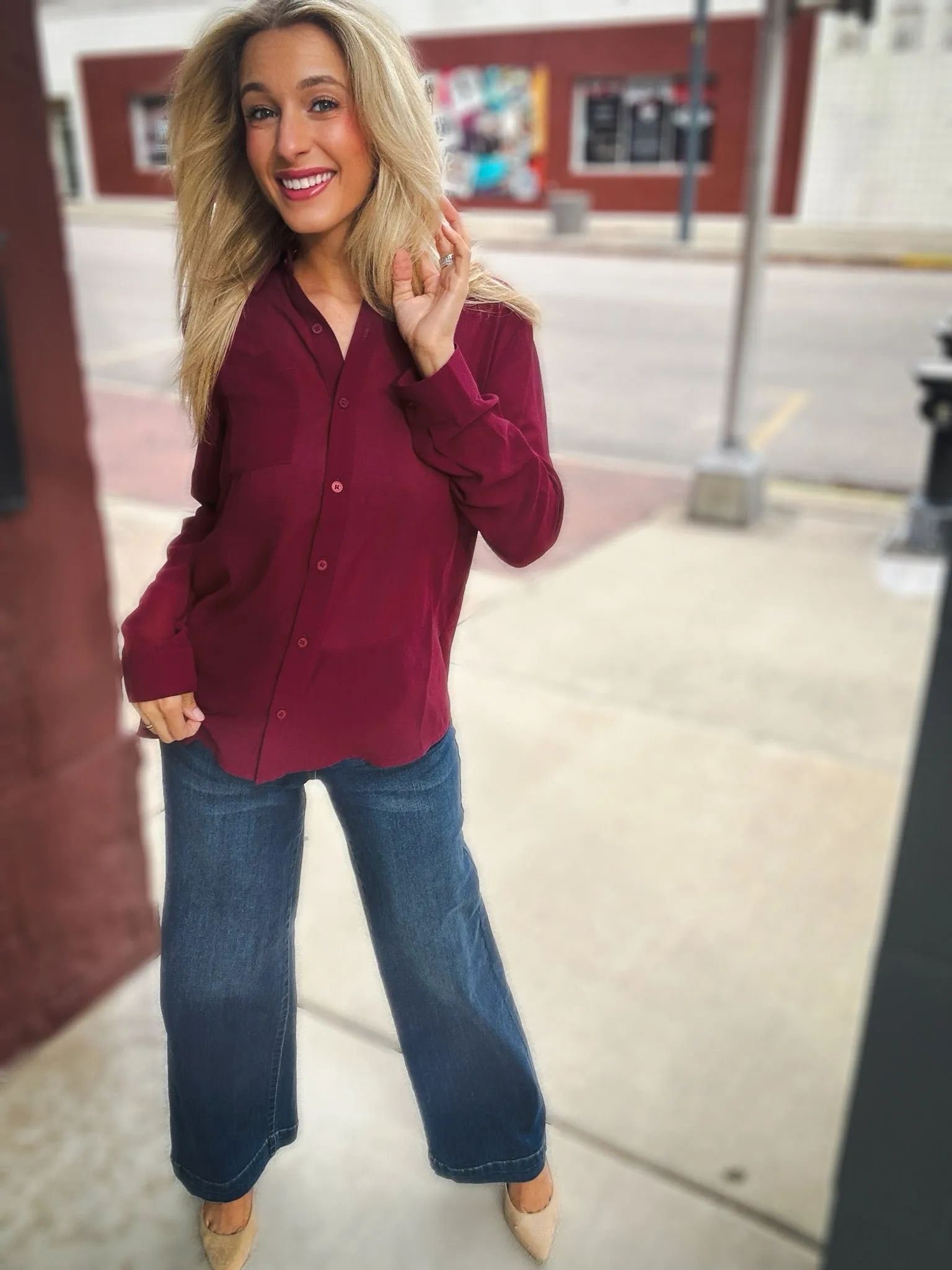 Sadie & Sage All Invited Button Up Blouse