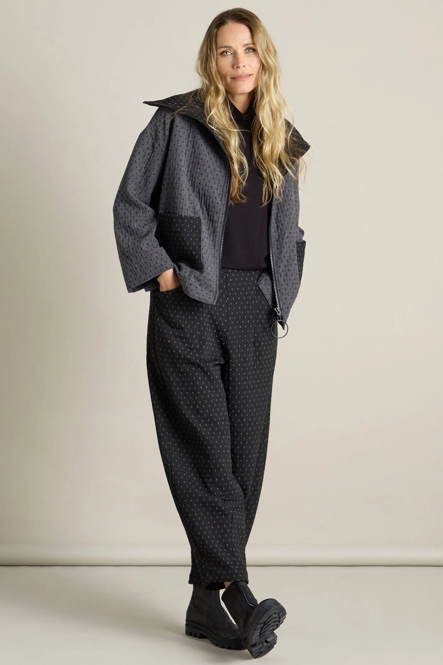 Sahara SPP5908-SDFJ Black/Grey Square Jacquard Bubble Trouser
