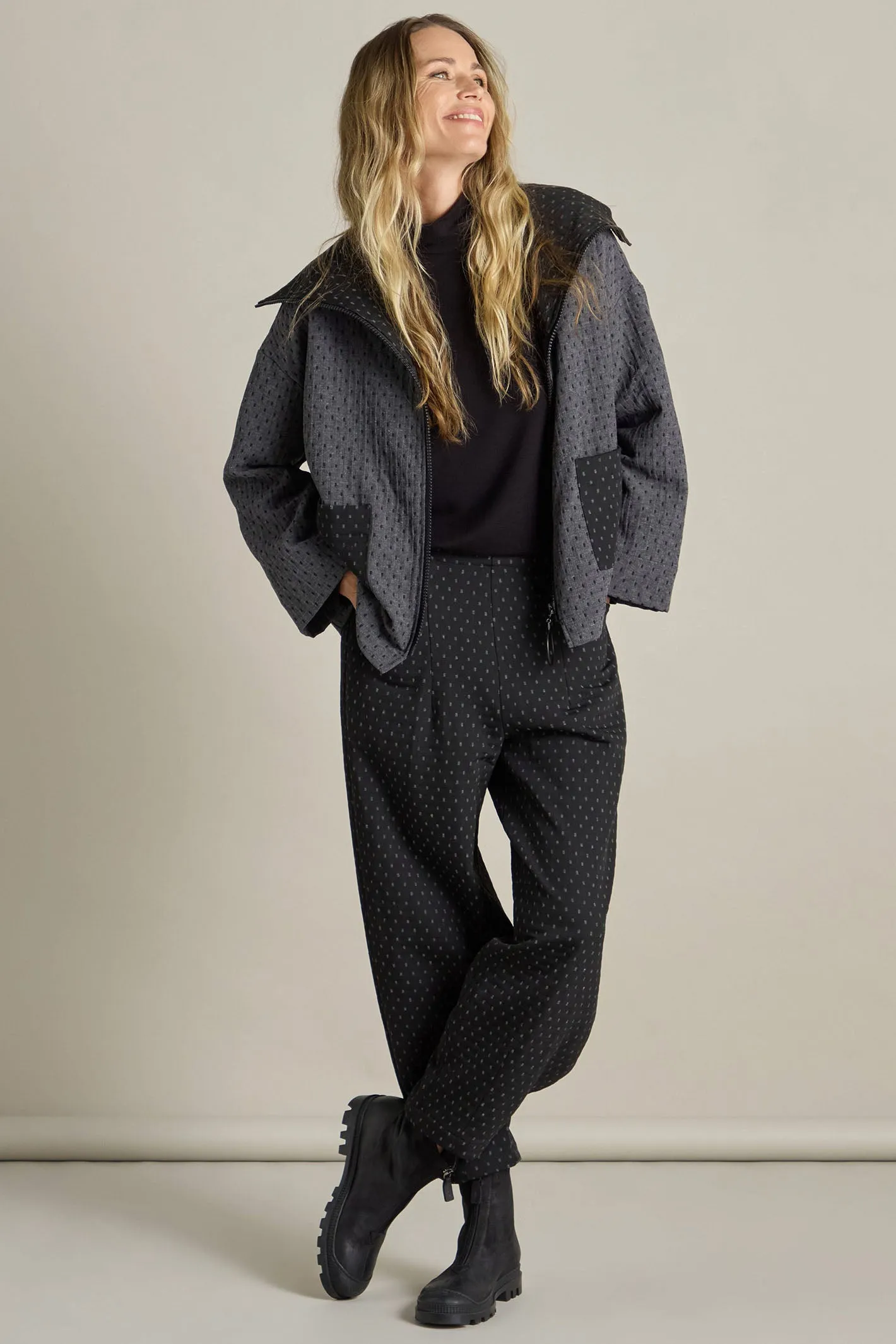 Sahara SPP5908-SDFJ Black/Grey Square Jacquard Bubble Trouser