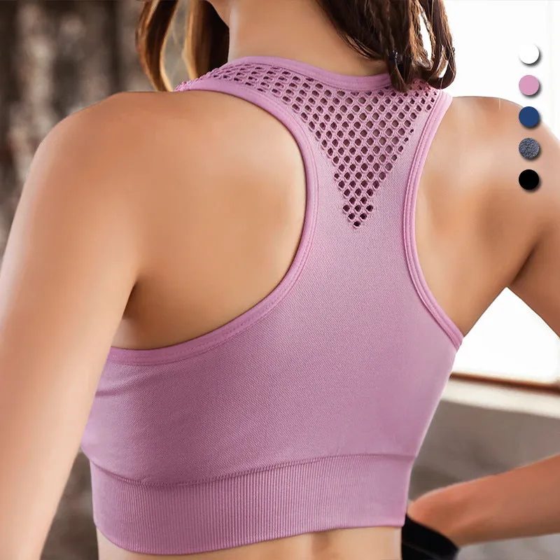 Seamless See Through Fitness Breathable Shockproof Sporty Innerwear No Metal Wire Yoga Tank Top Jogging Bare Back Women Activewear