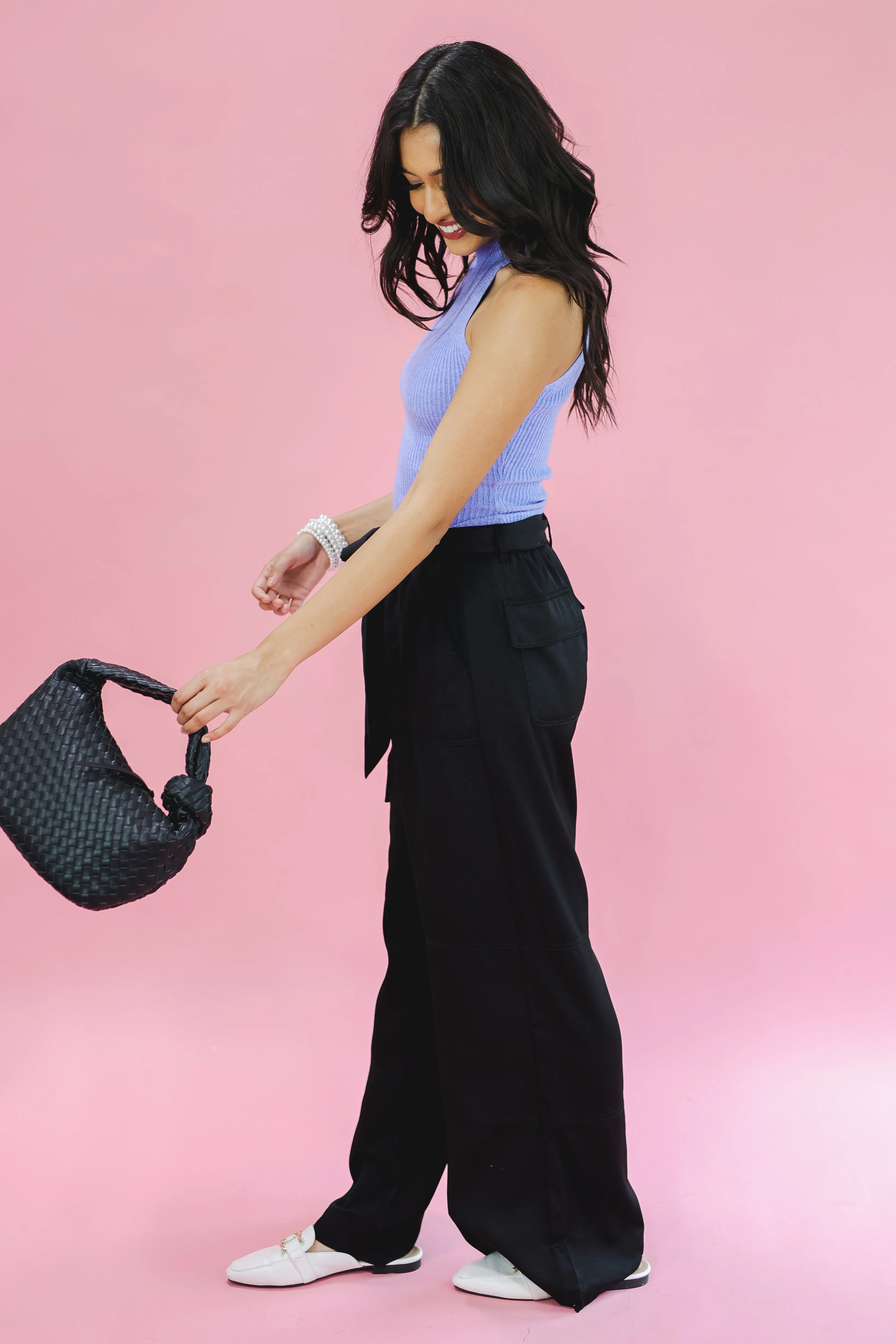 Seasonal Plans Satin Pants In Black