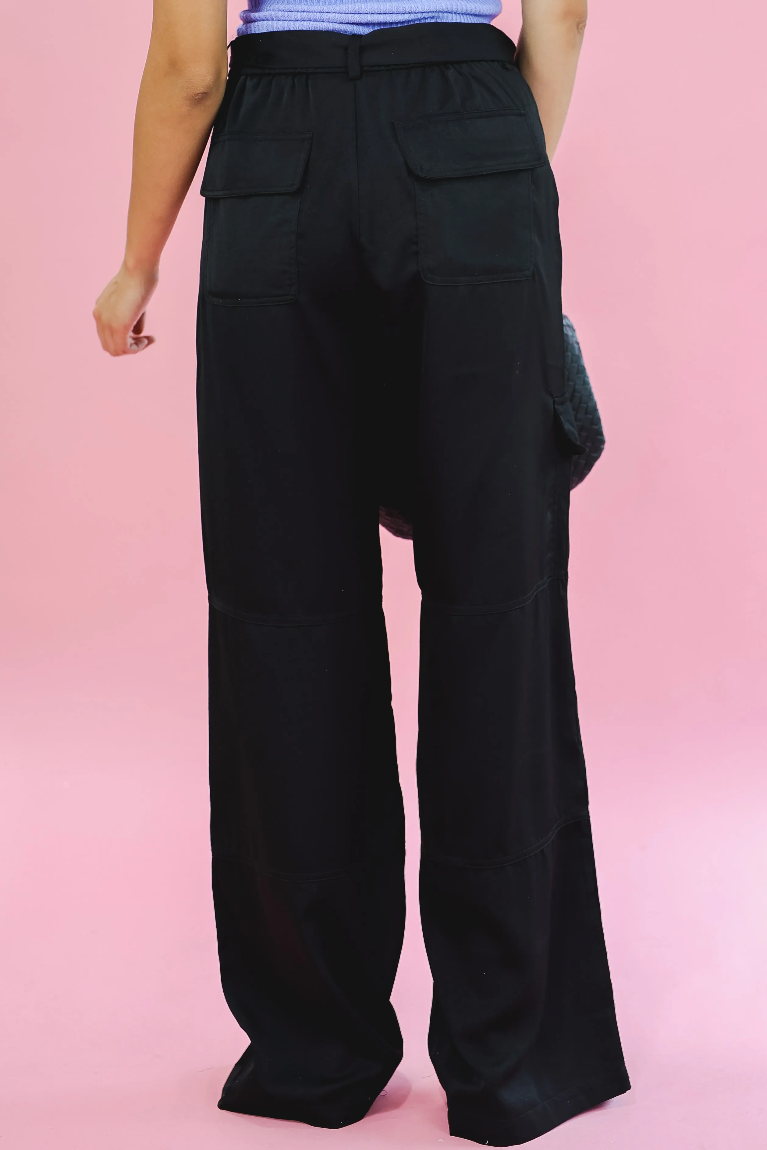 Seasonal Plans Satin Pants In Black