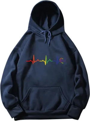 SHAOBGE Plain Hoodies Women Casual Solid Color Hooded Love Printed Hooded Pockets Sweatshirt Sweatshirts for Women Long