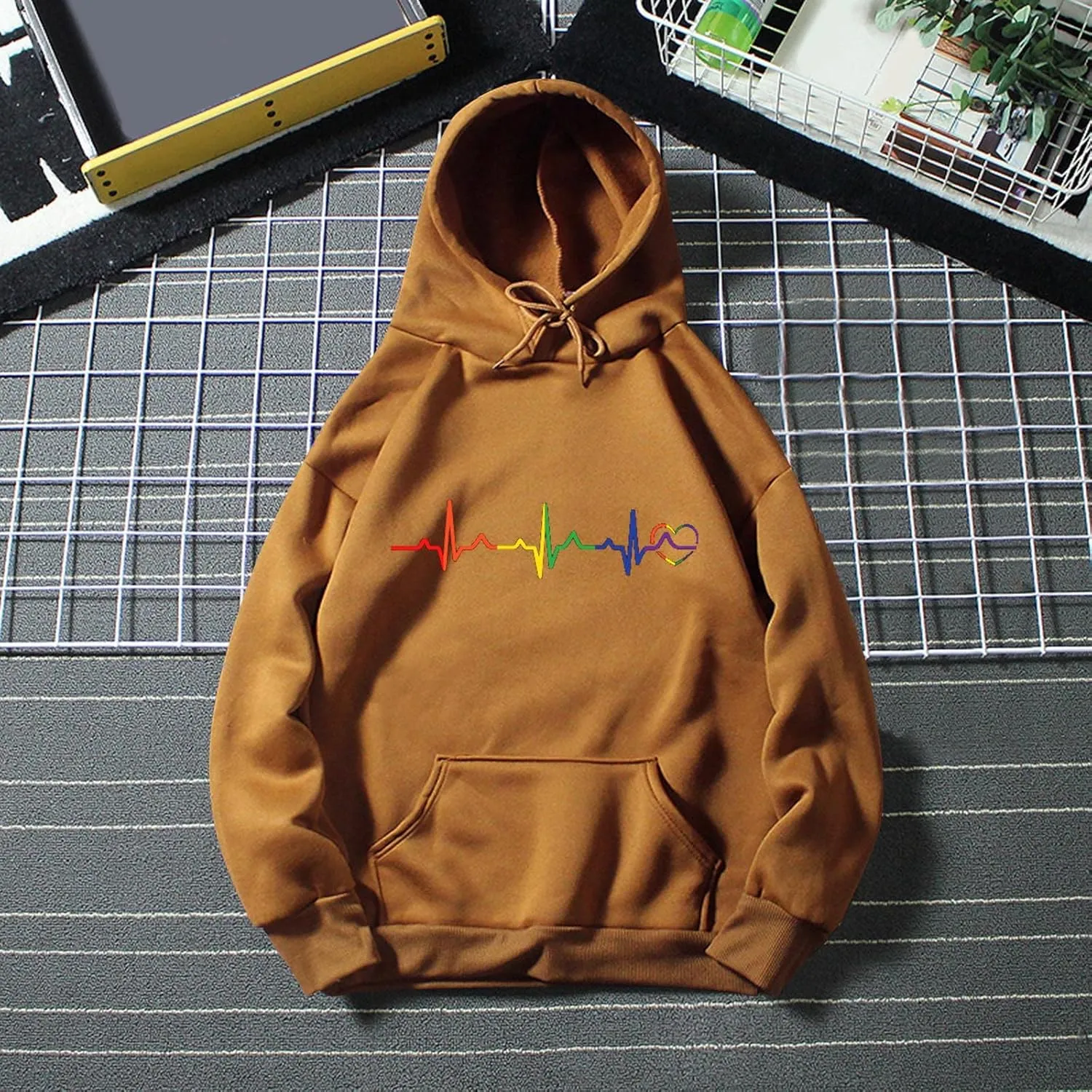 SHAOBGE Plain Hoodies Women Casual Solid Color Hooded Love Printed Hooded Pockets Sweatshirt Sweatshirts for Women Long