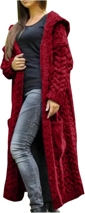 SHAOBGE Sweater Formal Coat Solid Solid Sweater Winter Long Knitted Pocket Loose Women Light Sweaters for Women Open