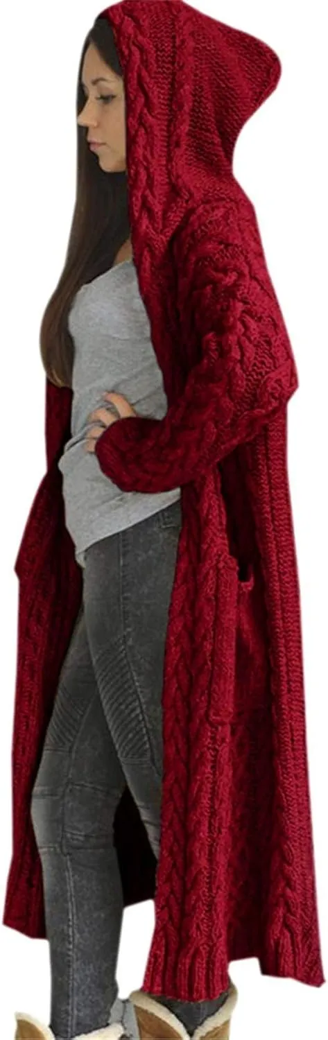 SHAOBGE Sweater Formal Coat Solid Solid Sweater Winter Long Knitted Pocket Loose Women Light Sweaters for Women Open
