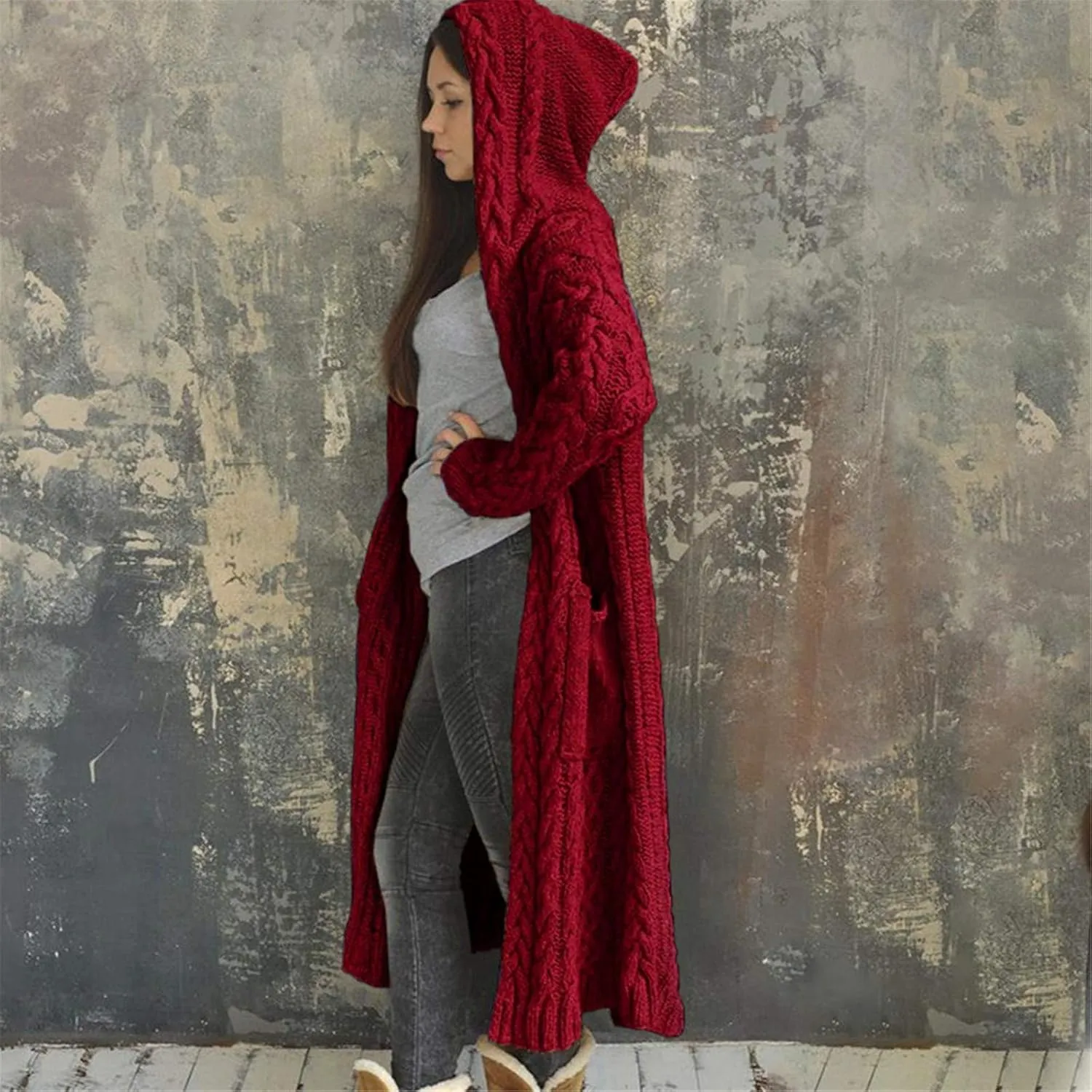SHAOBGE Sweater Formal Coat Solid Solid Sweater Winter Long Knitted Pocket Loose Women Light Sweaters for Women Open