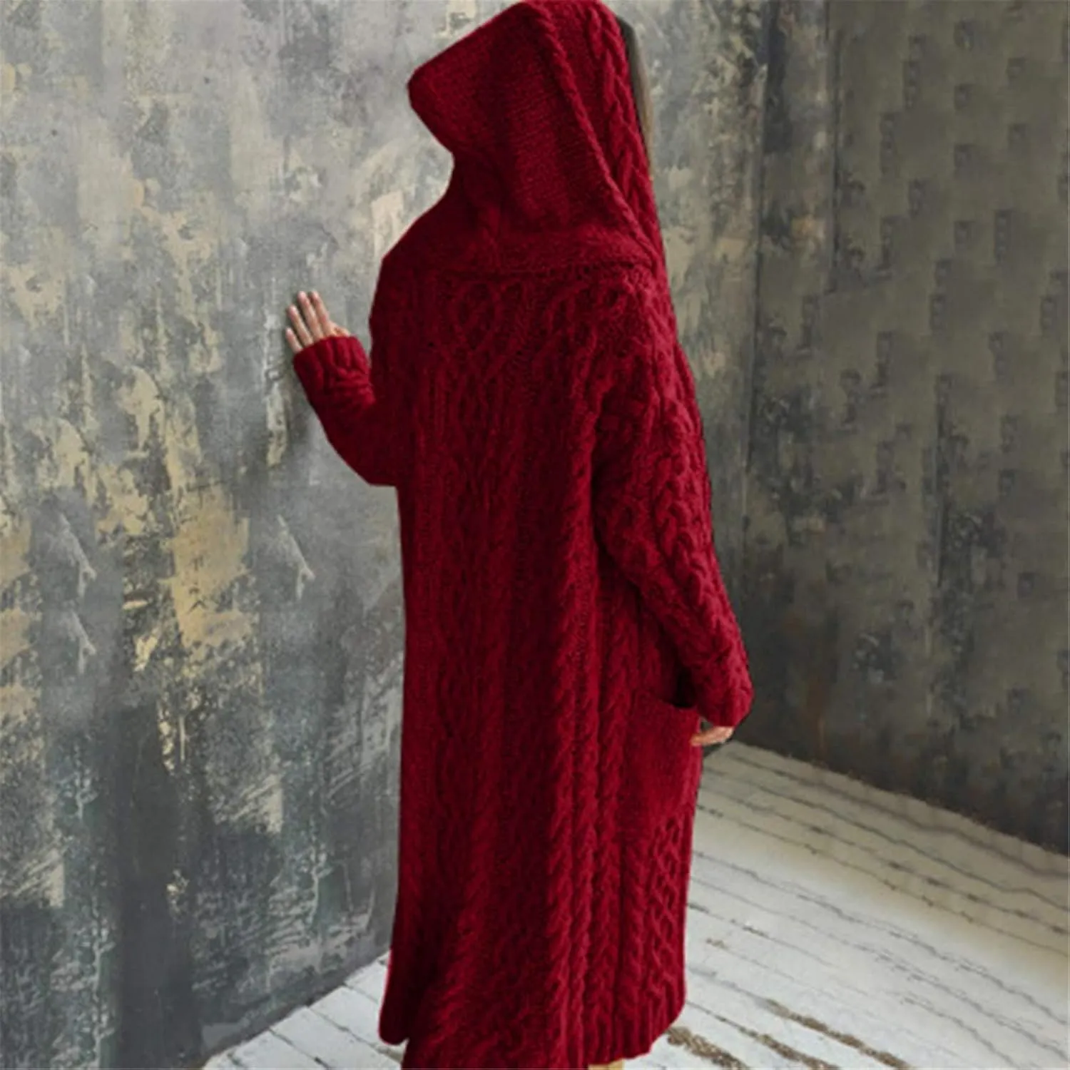SHAOBGE Sweater Formal Coat Solid Solid Sweater Winter Long Knitted Pocket Loose Women Light Sweaters for Women Open