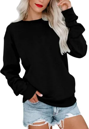 SHAOBGE Womens Fall Crewneck Sweatshirt Light Weight Casual Long Sleeve Oversized Sweatshirt Cute Pullover Fit Hoodies Tops