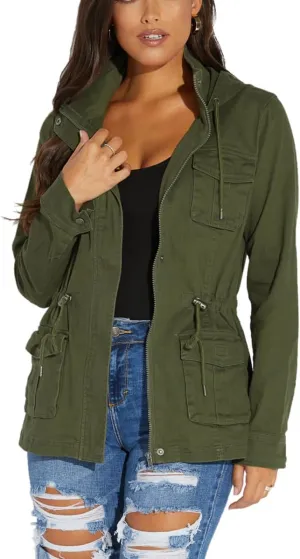 SheKiss Womens Camouflage Shacket Jacket Coats Fashion Fall Long Sleeve Zipper Canvas Camo Jackets with Pockets