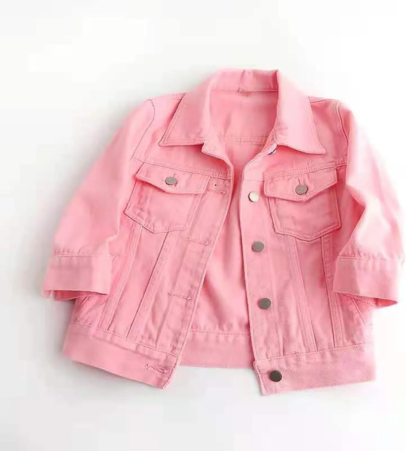 Short Sleeve Denim Jacket for Women 3/4 Sleeve Cropped Light Wash Short Jean Jacket Slim Trucker Coat Denim Tops