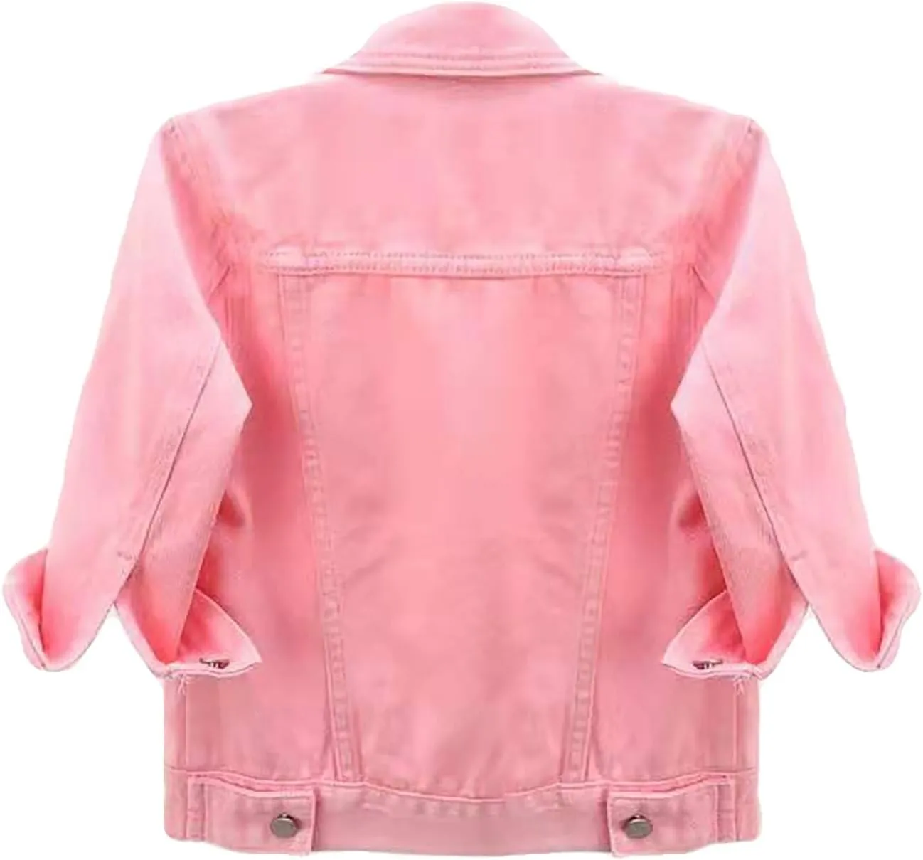 Short Sleeve Denim Jacket for Women 3/4 Sleeve Cropped Light Wash Short Jean Jacket Slim Trucker Coat Denim Tops