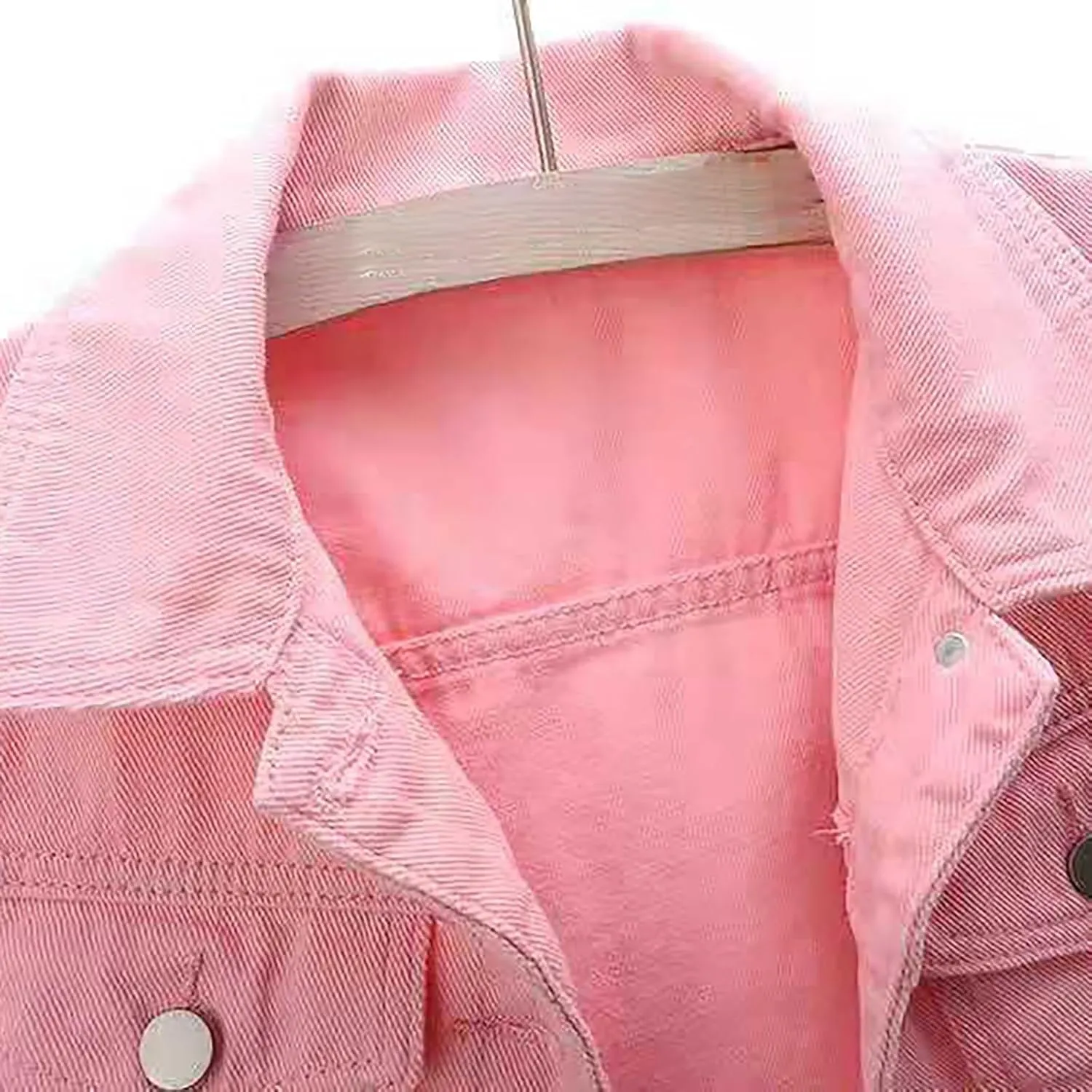 Short Sleeve Denim Jacket for Women 3/4 Sleeve Cropped Light Wash Short Jean Jacket Slim Trucker Coat Denim Tops