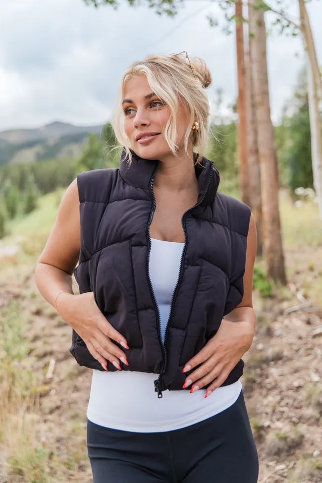 Sights To See Black Cropped Puffer Vest SALE