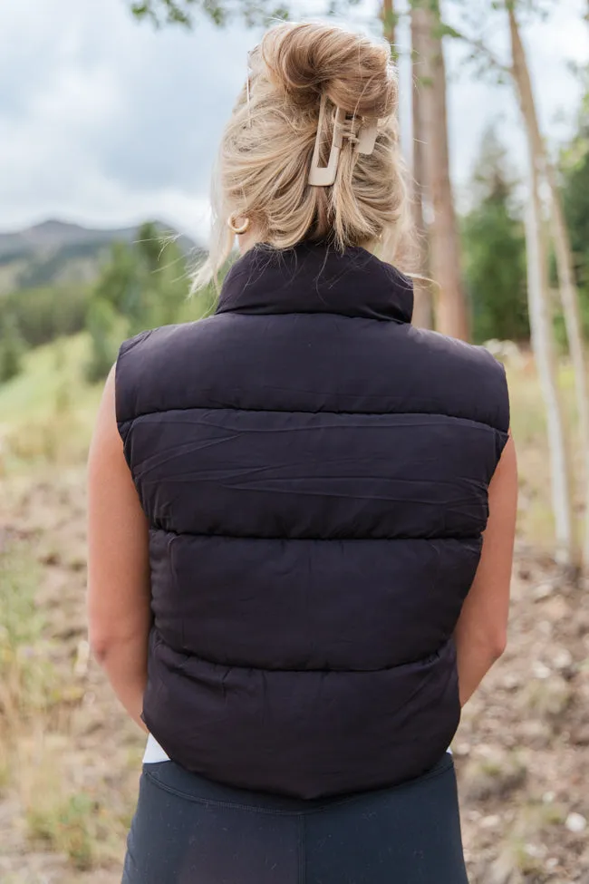 Sights To See Black Cropped Puffer Vest SALE