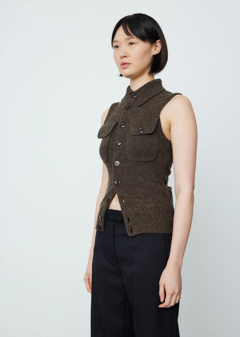 Sleeveless Knitted Cardigan