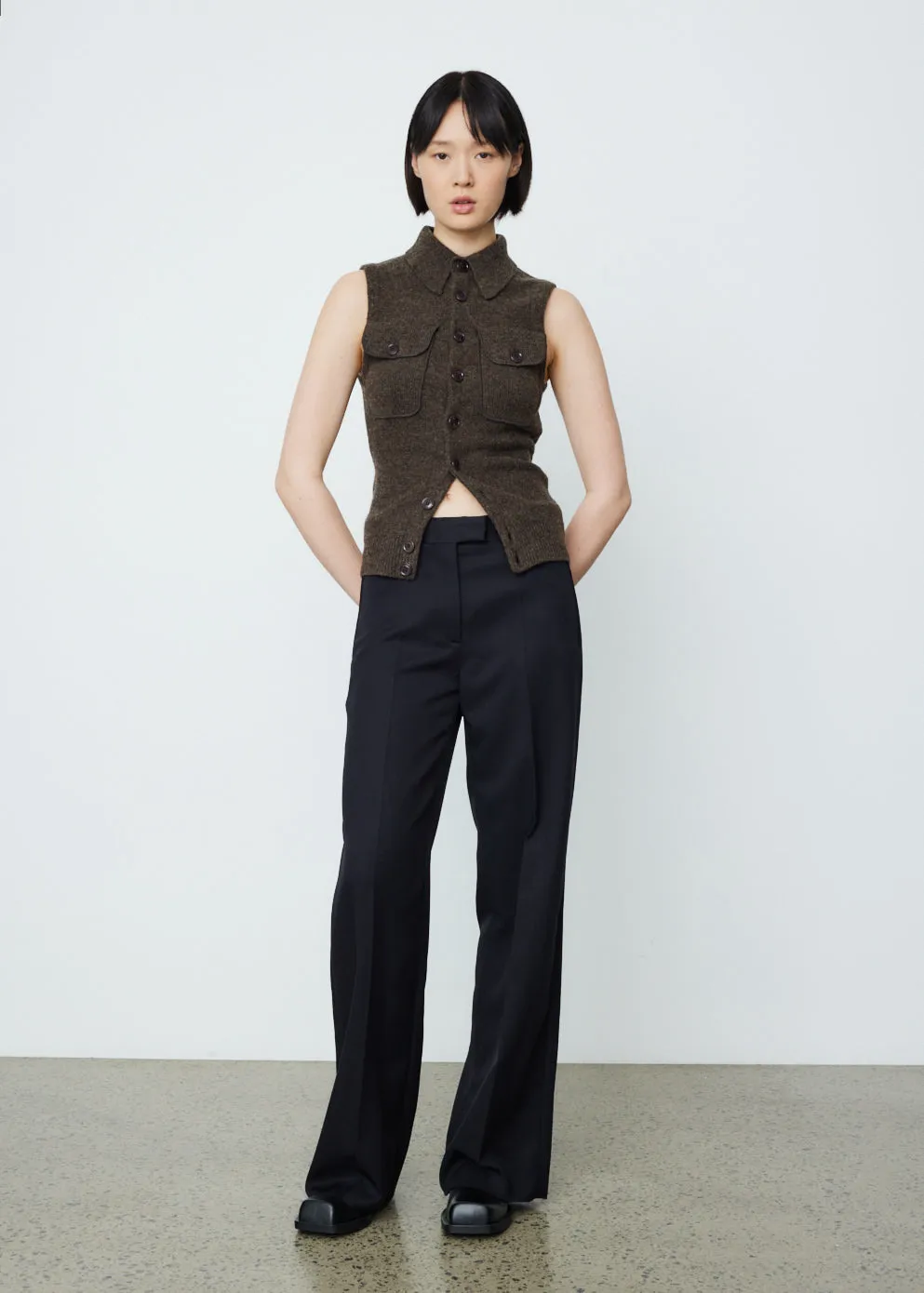 Sleeveless Knitted Cardigan