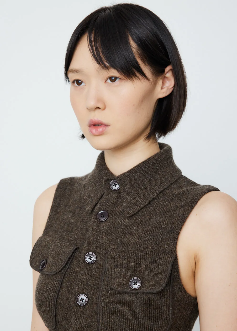 Sleeveless Knitted Cardigan