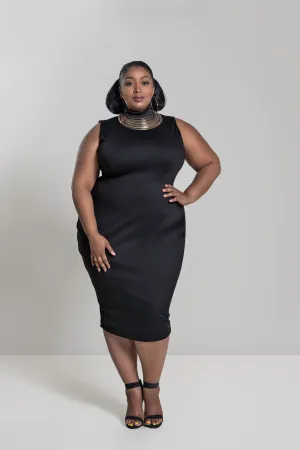 SLEEVELESS MOCK NECK PENCIL DRESS- JIBRI