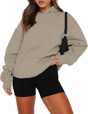 slqdgmryz Oversized Hoodies for Women Trendy Fleece Pullover Pockets Hooded Sweatshirts Preppy Plain Long Sleeve Y2k Hoodie