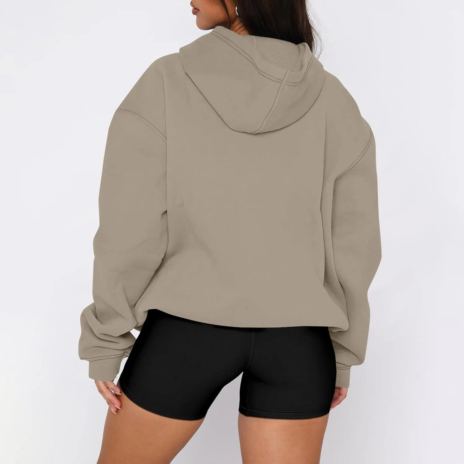 slqdgmryz Oversized Hoodies for Women Trendy Fleece Pullover Pockets Hooded Sweatshirts Preppy Plain Long Sleeve Y2k Hoodie