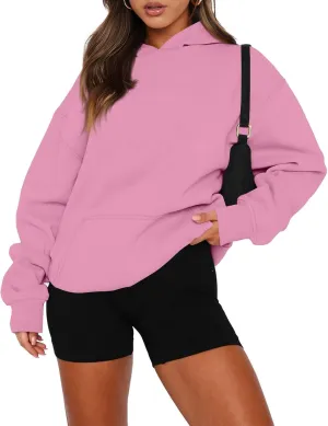 slqdgmryz Oversized Sweatshirt for Women Fleece Preppy Cozy Cute Hoodies Y2k Soft Drop Shoulder Plain Hoodie with Pockets