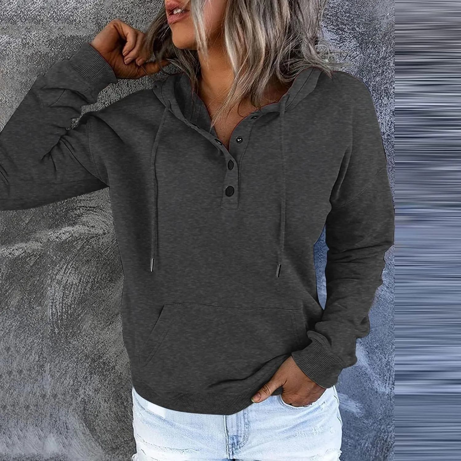 SMIDOW Womens Casual Fleece Hooded Sweatshirts Hoodies Pullover Tops Tunic Blouses Athletic Workout Pullover Y2K Clothes