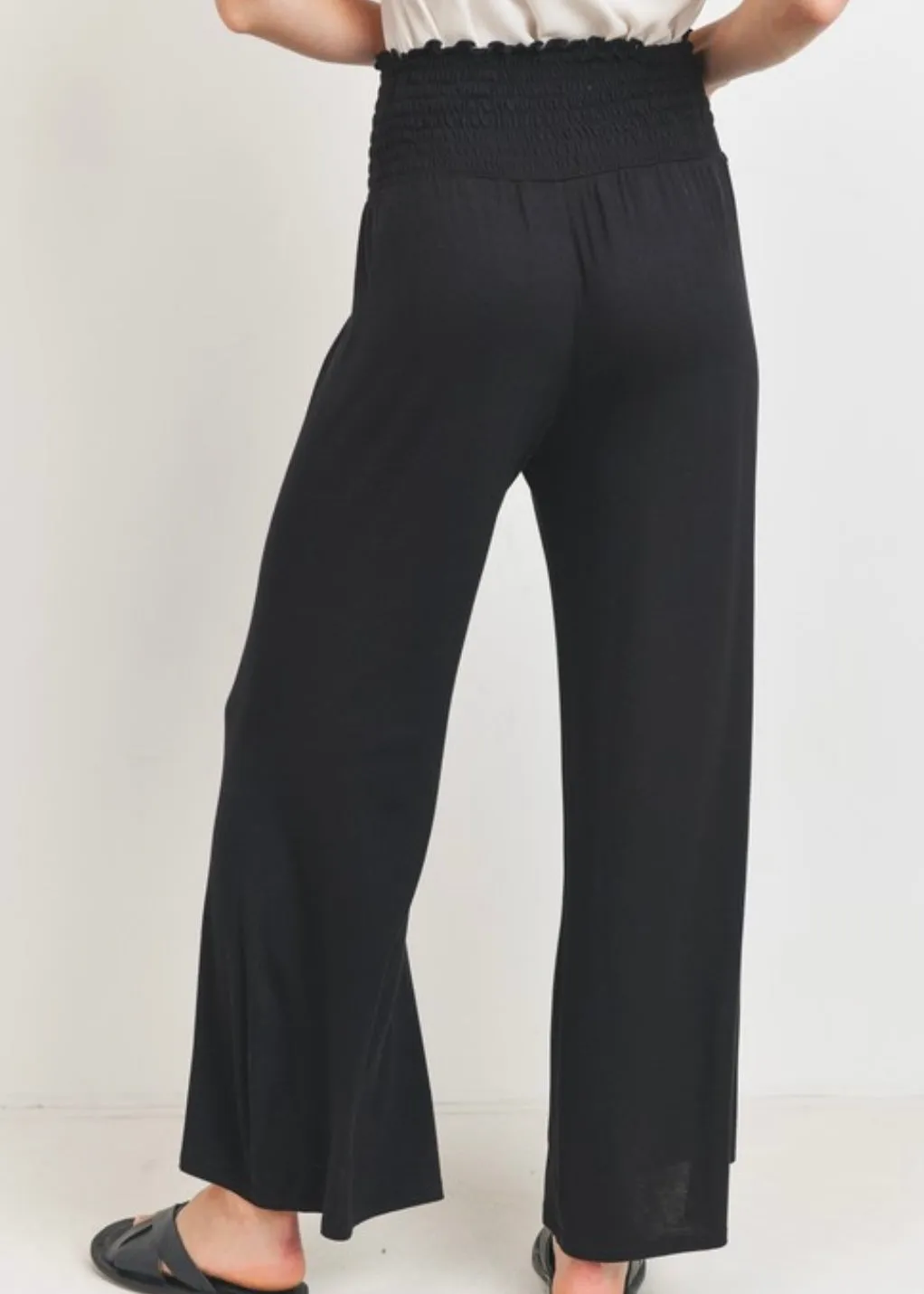 Smocked Waist Wide Leg Pants