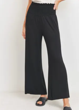 Smocked Waist Wide Leg Pants