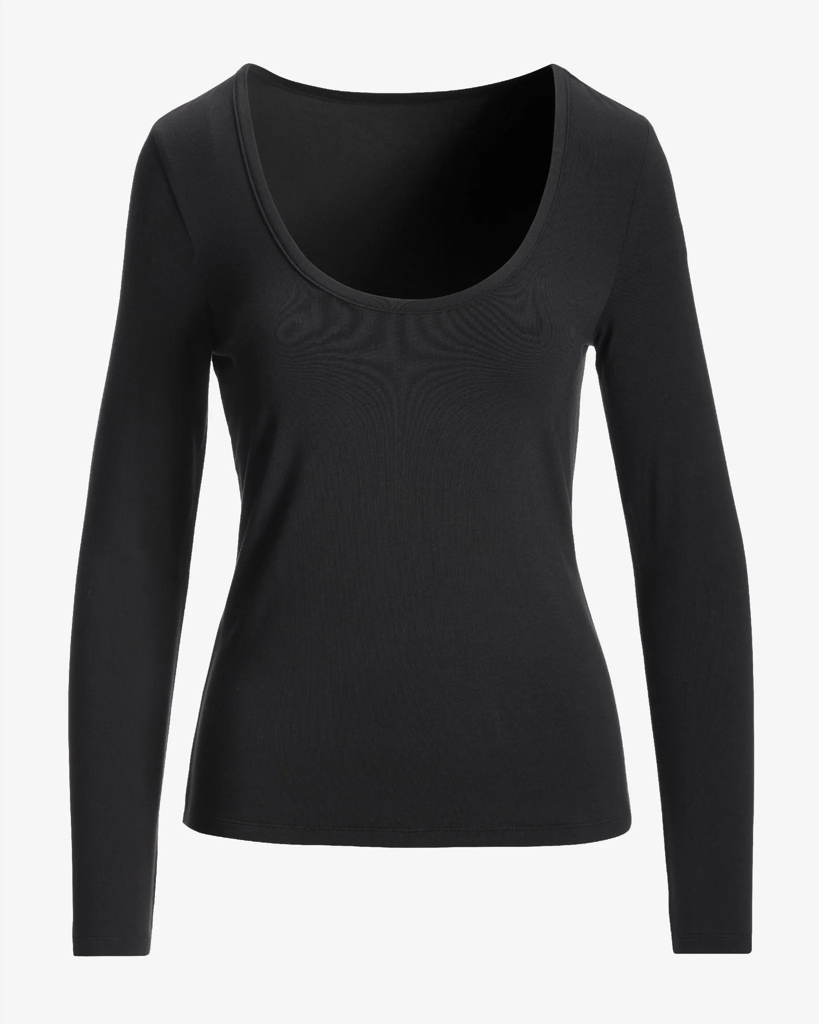 So Effortless Long Sleeve Scoop Neck Knit Top Proper Black