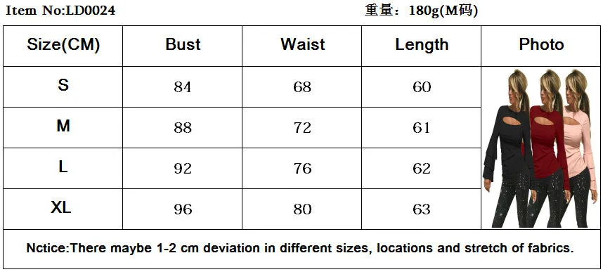 Solid Color Color Long Trumpet Sleeves Slim Blouse