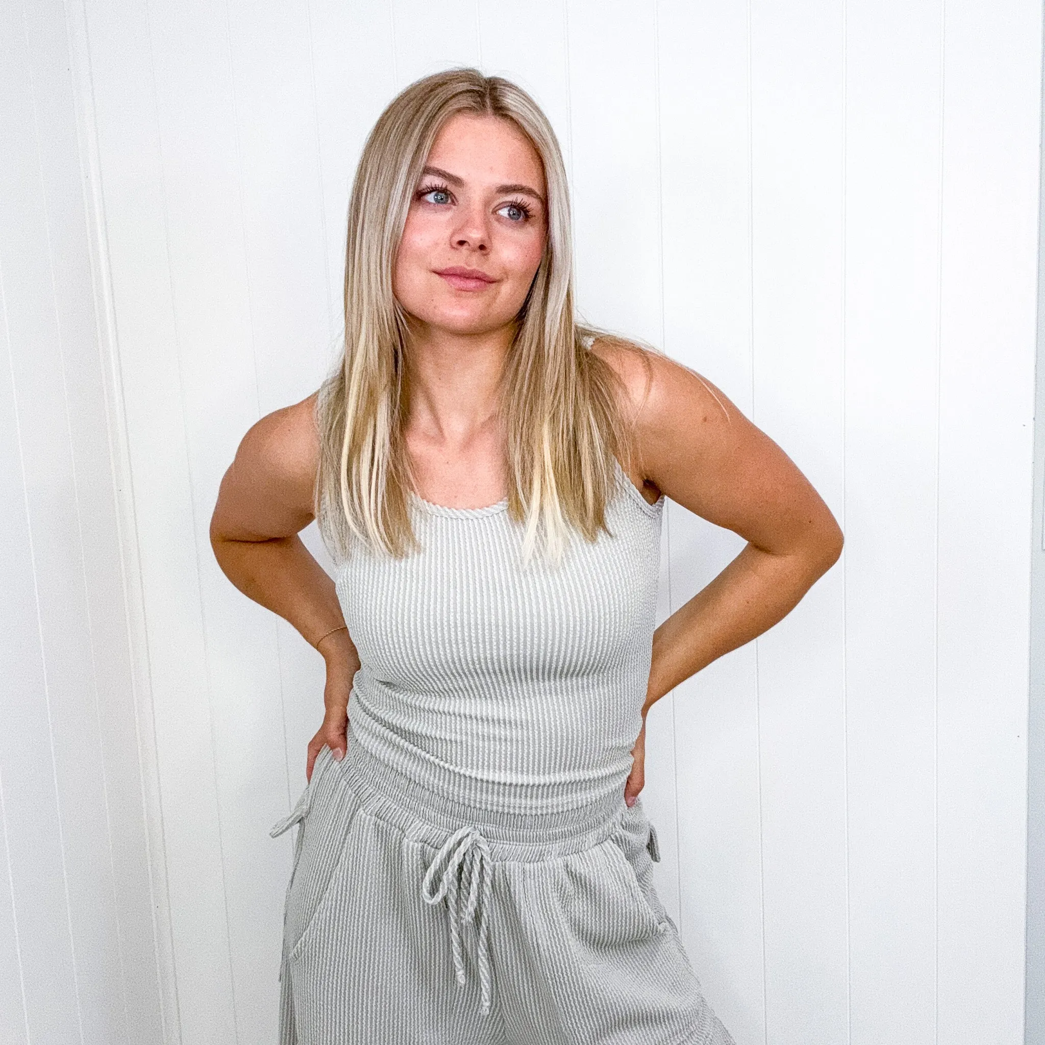 Spring Bloomin Fitted Ribbed Shorts Tank Top in 3 Colors. *Final Sale*