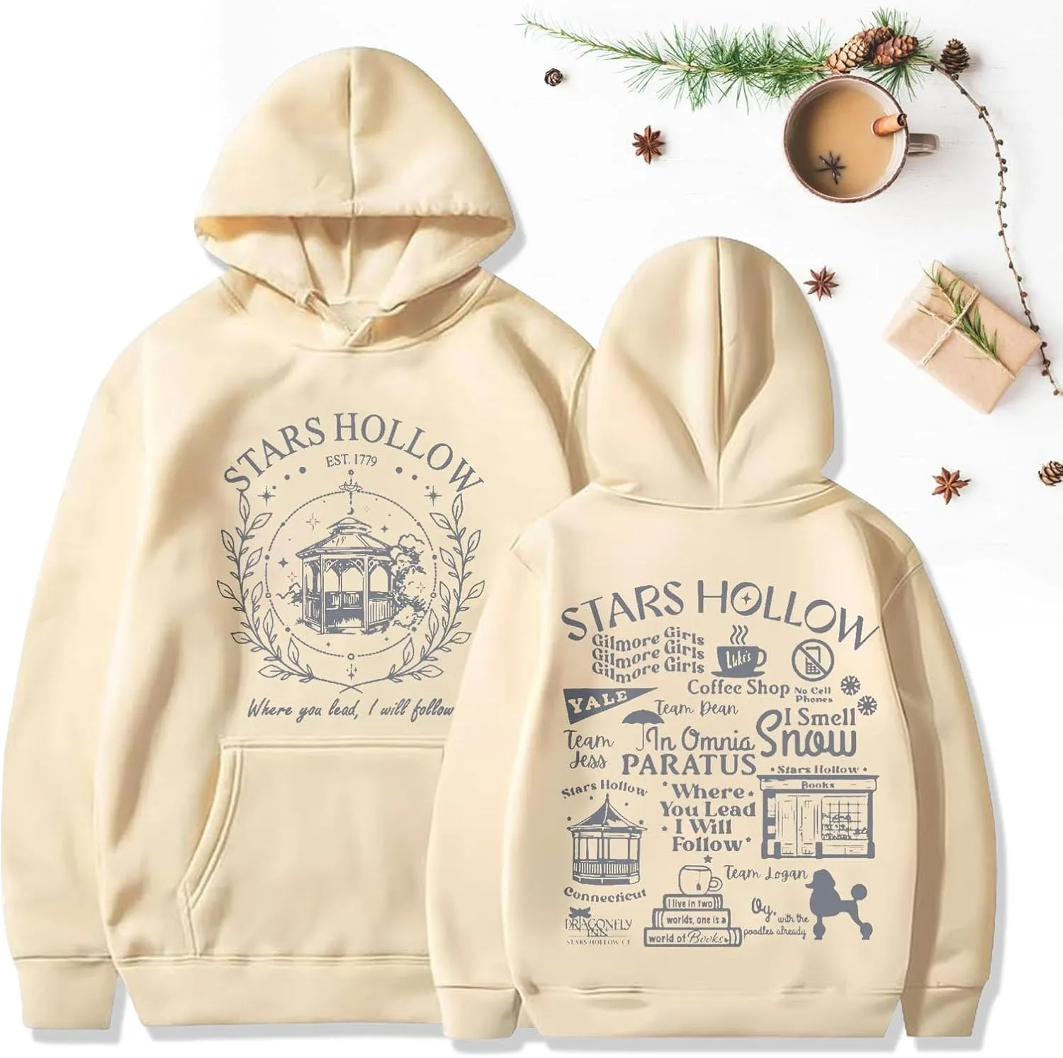 Stars Hollow Sweatshirt Where You Lead I Will Follow Sweatshirts Connecticut 1779 Oversized Hoodie Winter Clothes