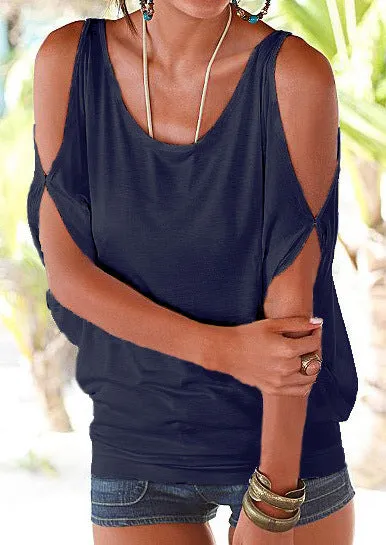 Strap Scoop Off-shoulder Casual Pure Color Sexy Blouse