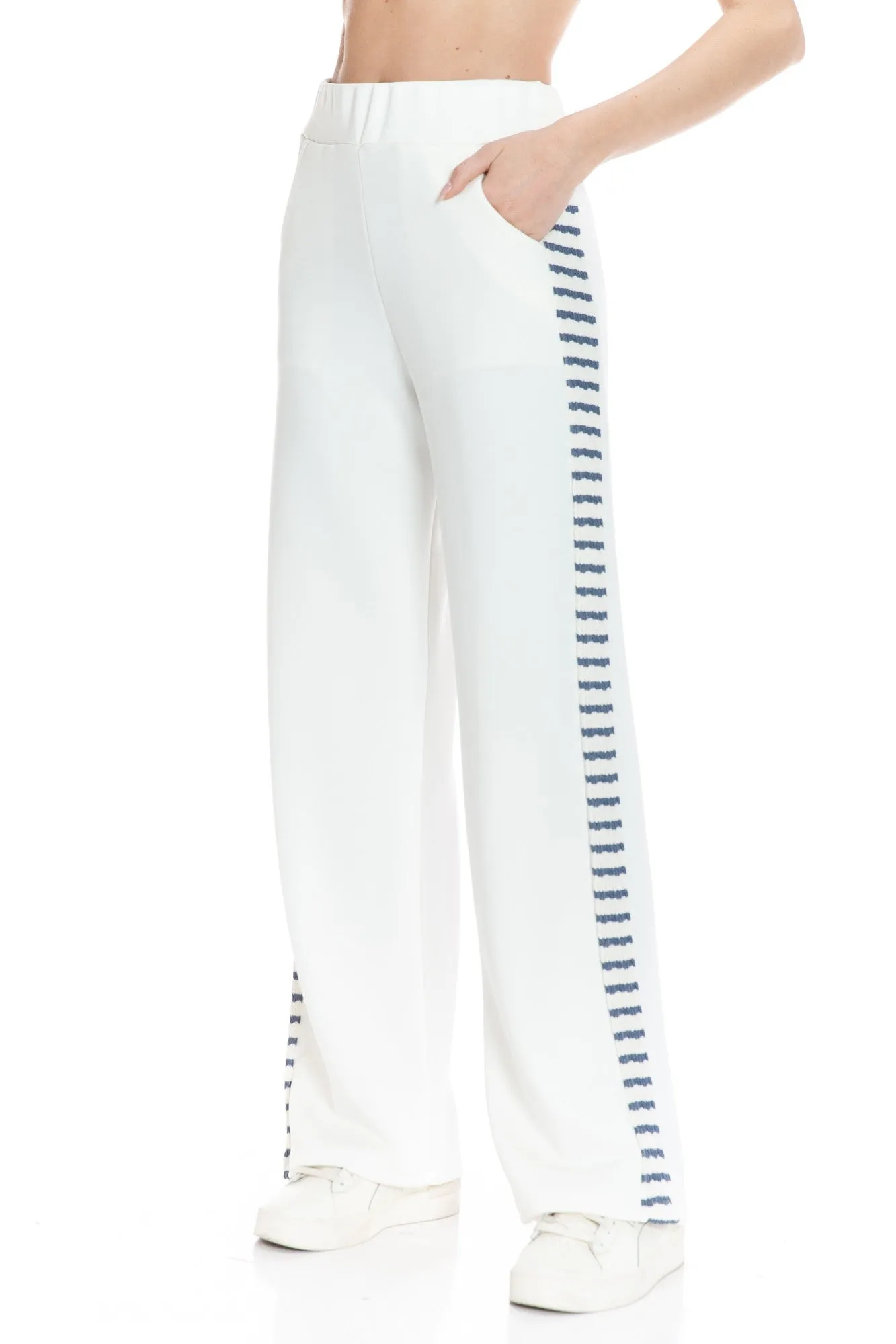 Stripe Out Straight Leg Pants with Pockets