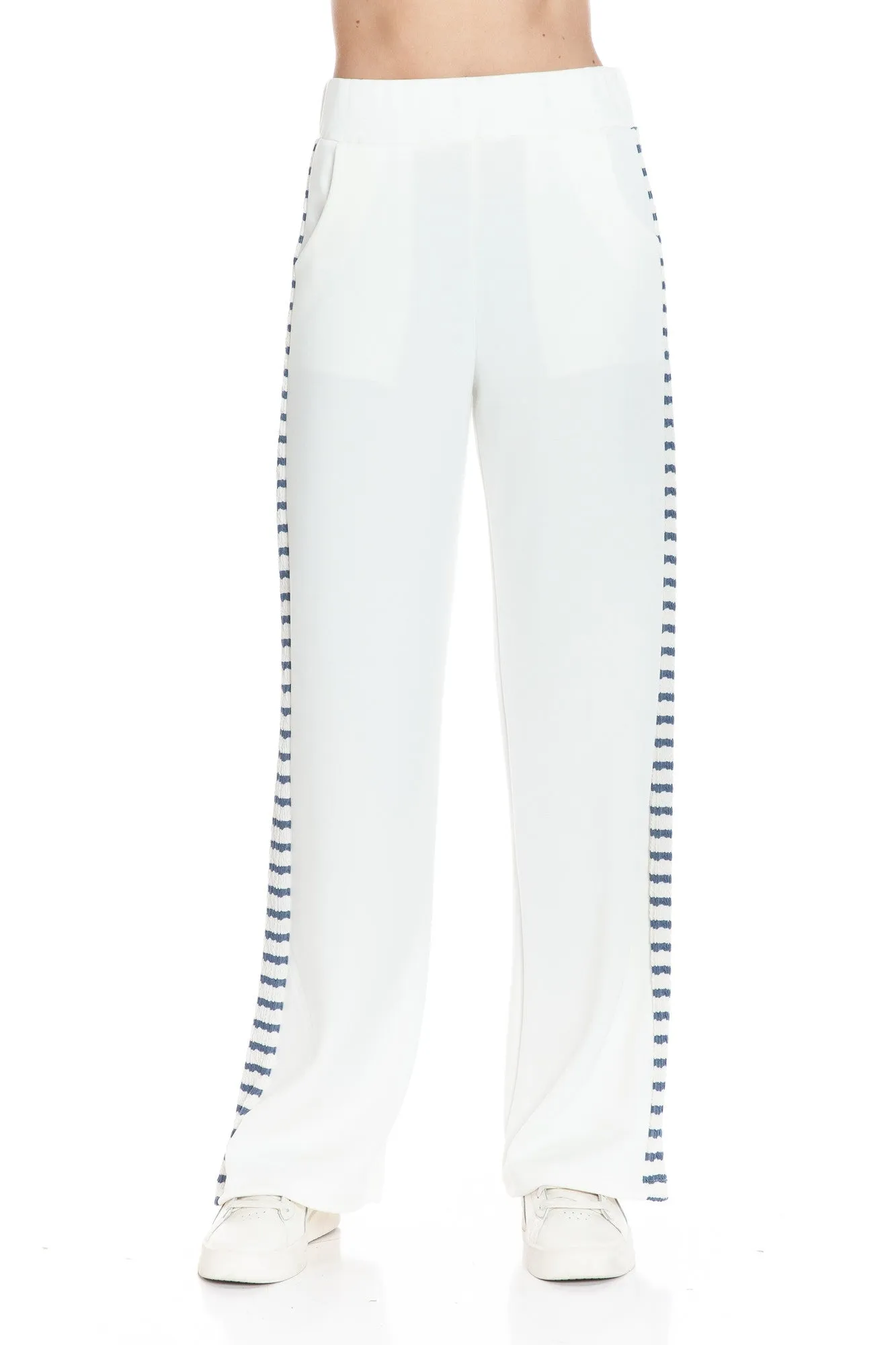 Stripe Out Straight Leg Pants with Pockets