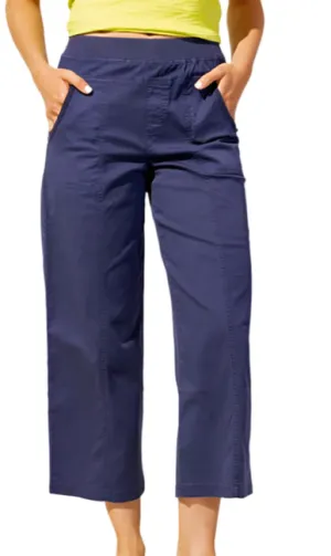 SUNWASHED COTTON SPANDEX BEACH FLOOD PANT S25 Navy