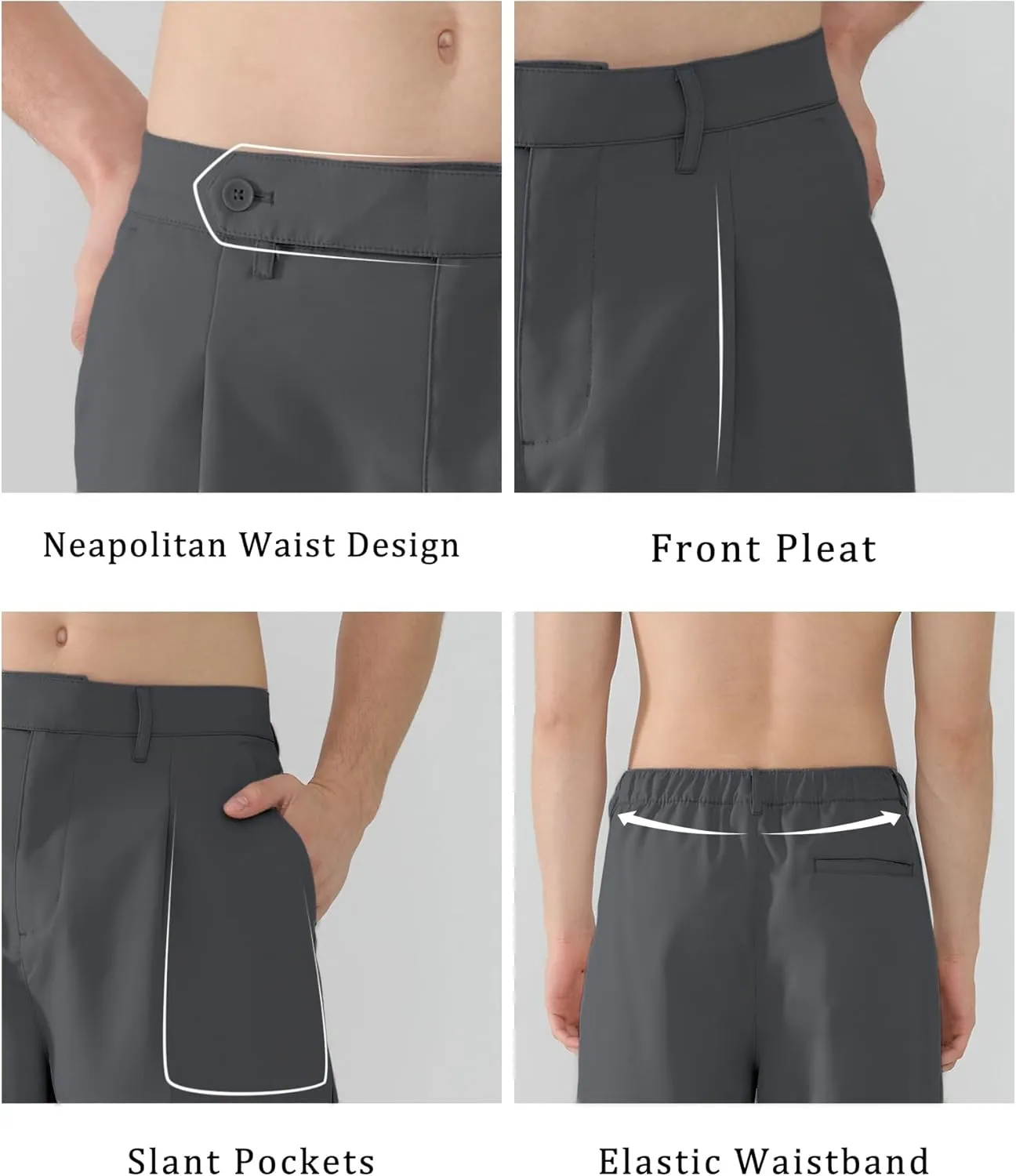 Susclude Mens Casual Dress Pants Pleated Wide Leg Baggy Pants Slacks Relaxed Fit Lightweight Work Trousers for Men
