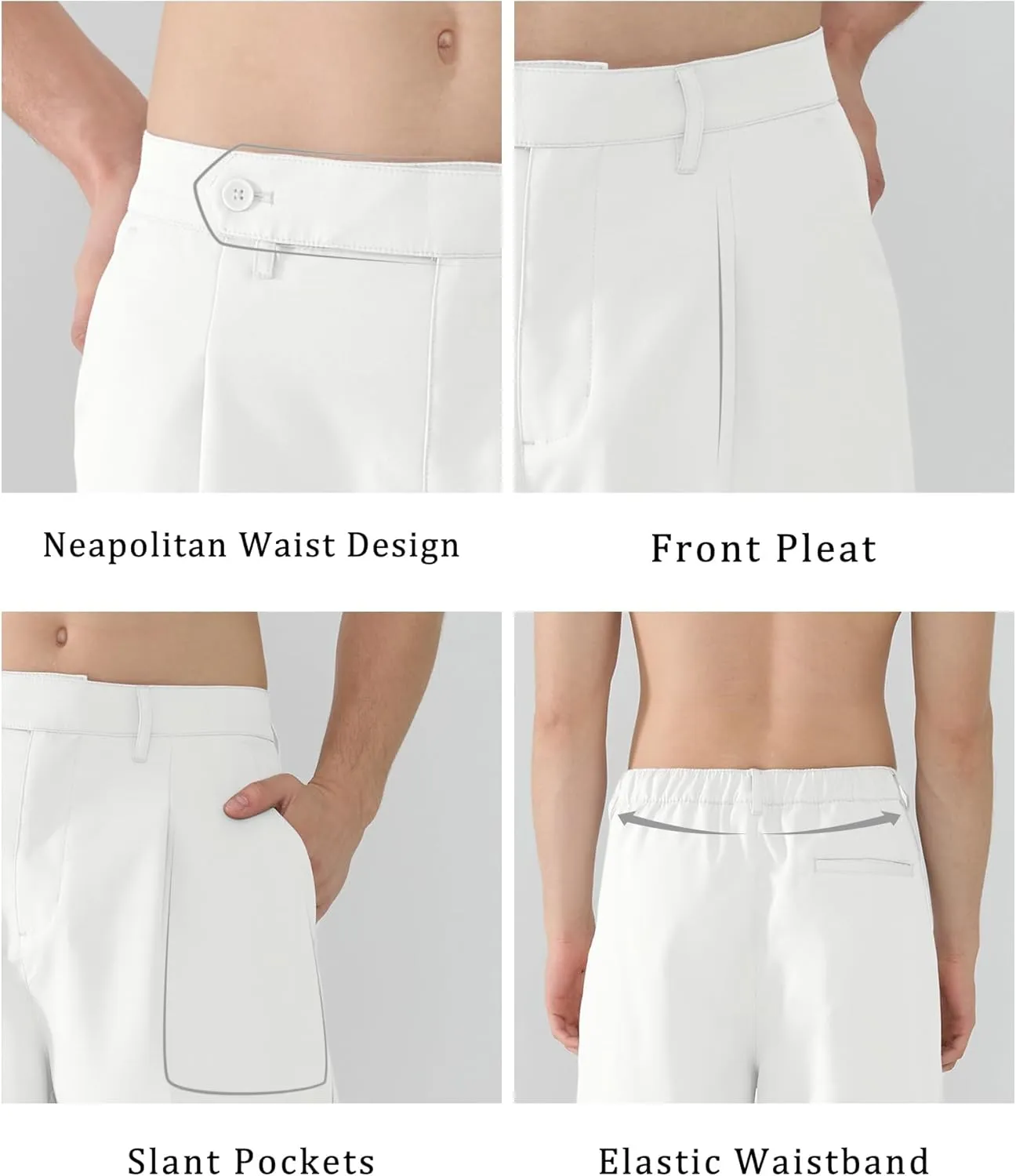 Susclude Mens Casual Dress Pants Pleated Wide Leg Baggy Pants Slacks Relaxed Fit Lightweight Work Trousers for Men