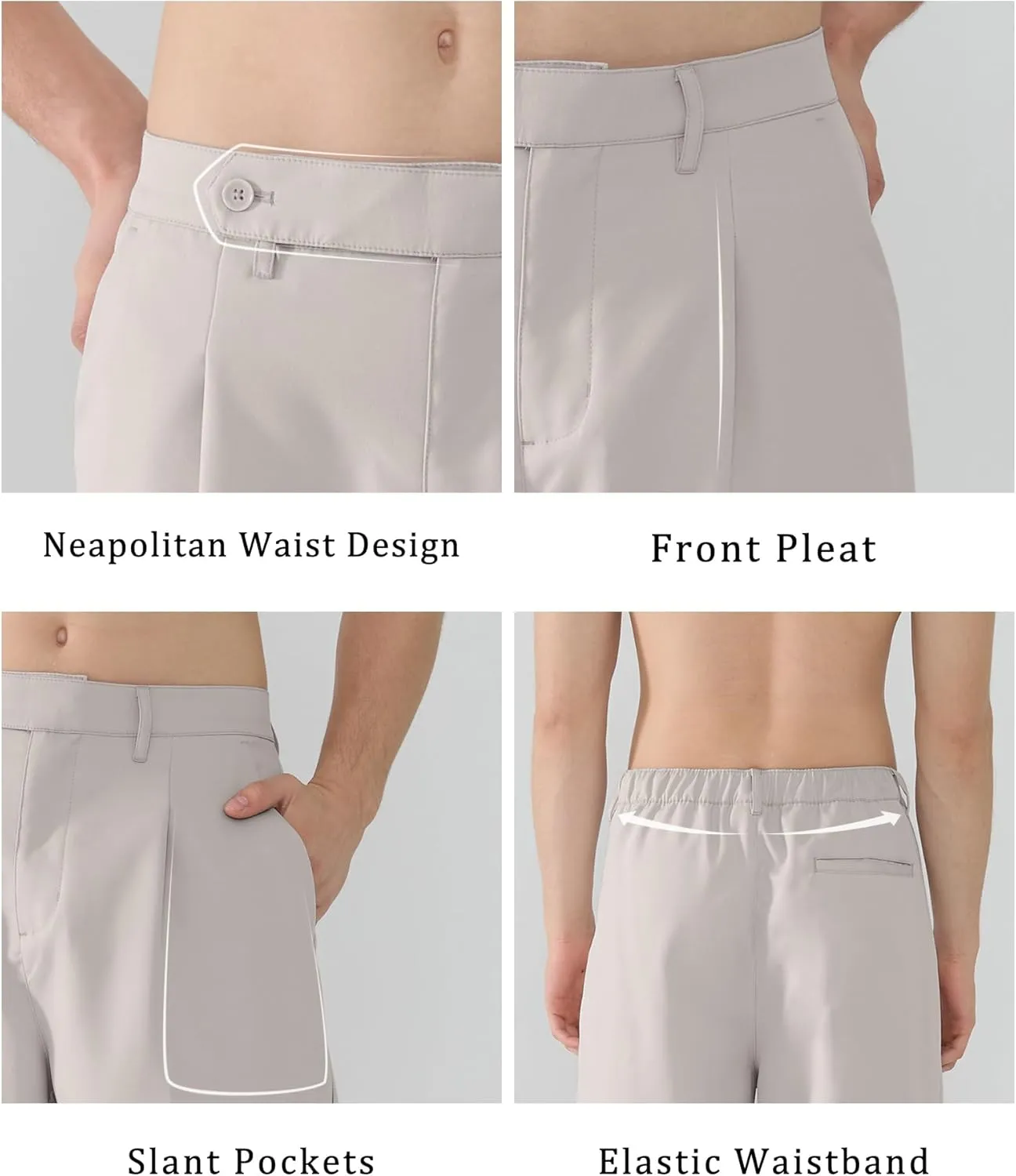 Susclude Mens Casual Dress Pants Pleated Wide Leg Baggy Pants Slacks Relaxed Fit Lightweight Work Trousers for Men