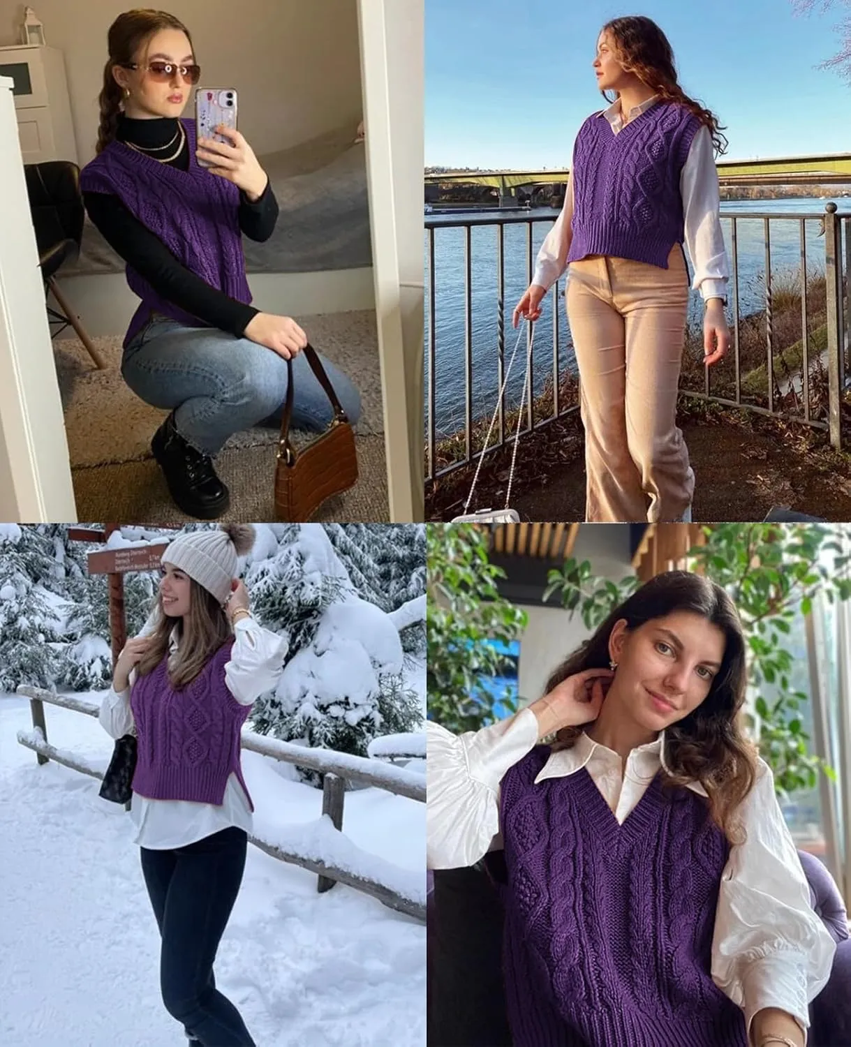 Sweater Vest for Women V Neck Sleeveless Knit Solid Casual Ribbed Preppy Pullover Tops