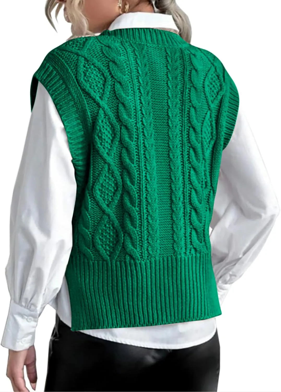 Sweater Vest for Women V Neck Sleeveless Knit Solid Casual Ribbed Preppy Pullover Tops