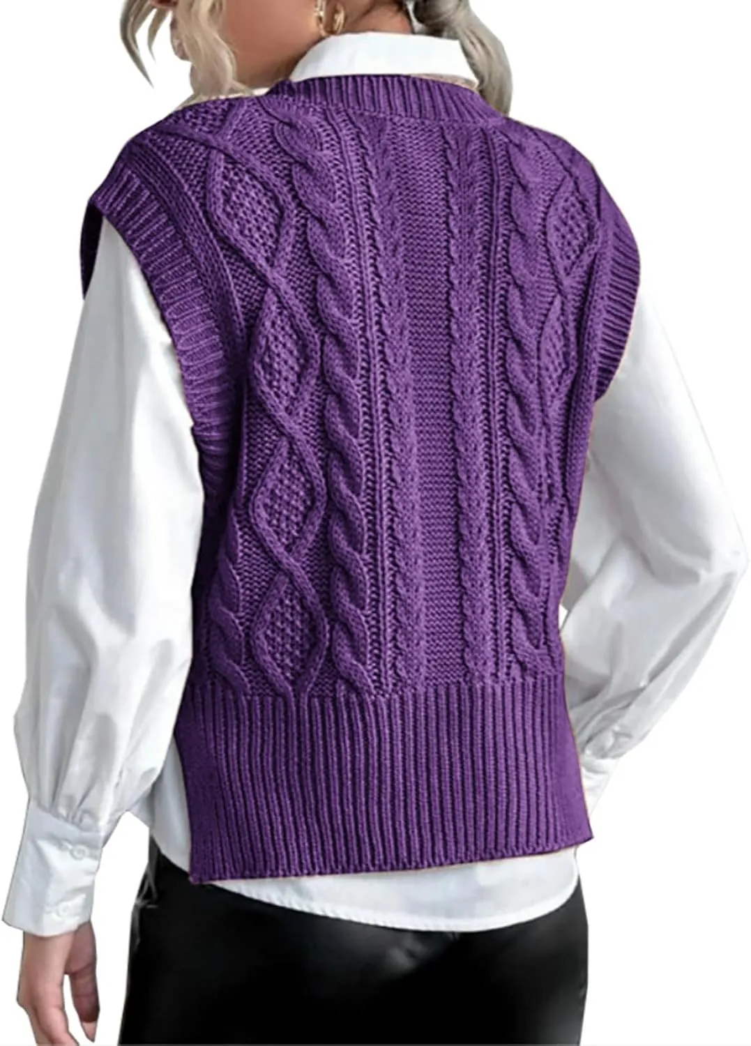 Sweater Vest for Women V Neck Sleeveless Knit Solid Casual Ribbed Preppy Pullover Tops