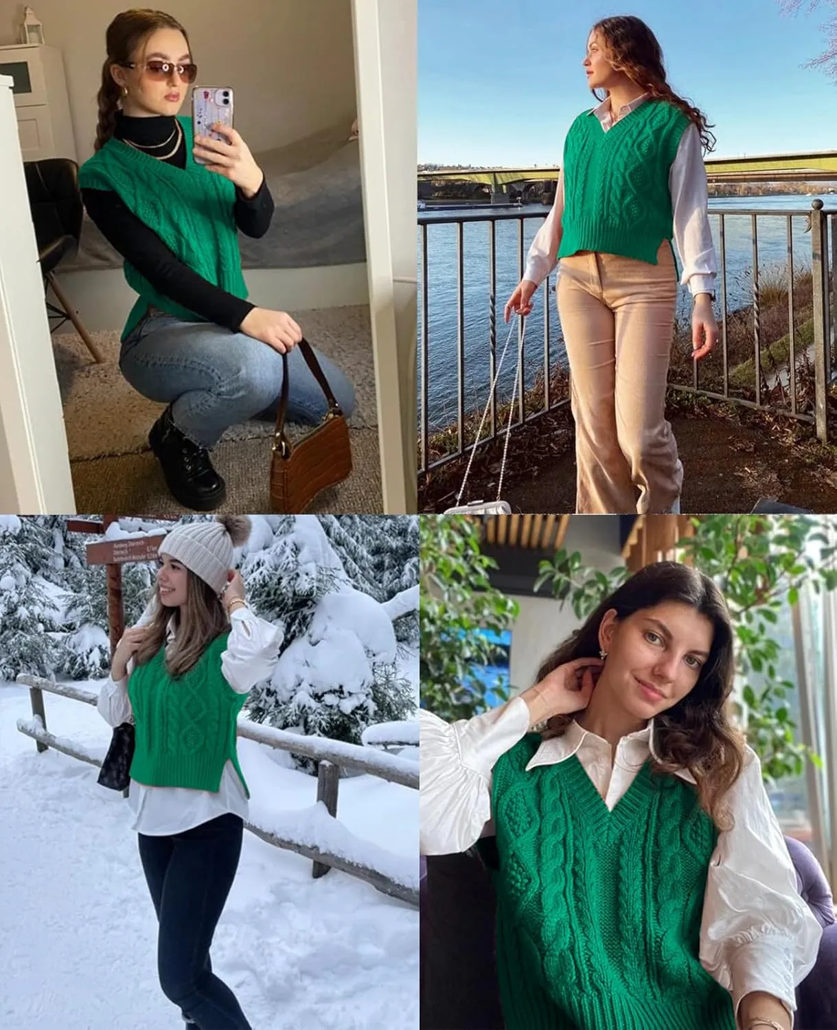 Sweater Vest for Women V Neck Sleeveless Knit Solid Casual Ribbed Preppy Pullover Tops