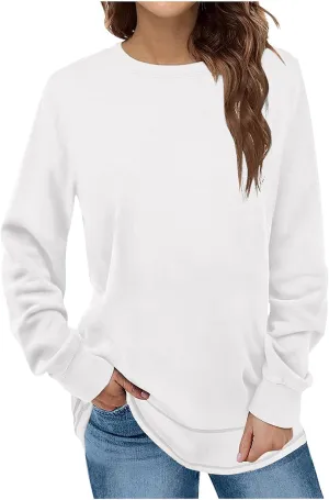 TANGNADE Womens Oversized Sweatshirts Long Sleeve Crewneck Dressy Casual Pullover Lightweight Fall Tunic Tops Blouses